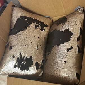 Aviva Stanoff Black and Gold Sequin Accent Pillows